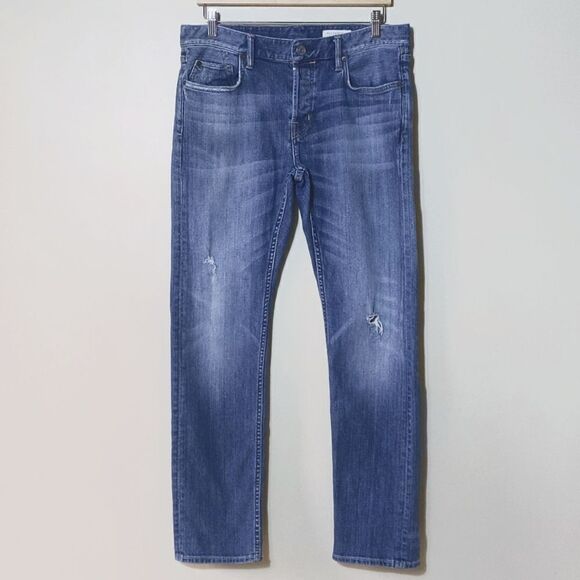 All Saints Reed Straight Leg Jeans Mens Size 32 Distressed Button Fly - Picture 1 of 13